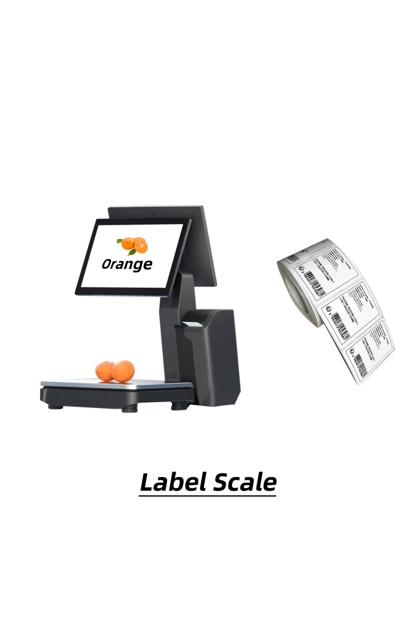 候补1 A retail scale with a label on the screen