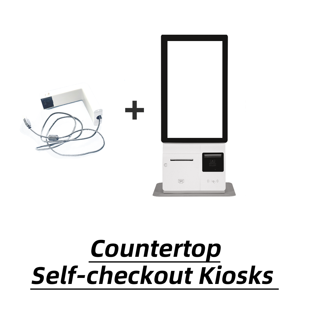 候补2 Freestanding self - checkout kiosk equipment, including a scanner and the main terminal